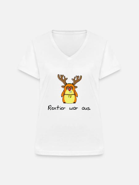 Rentier war aus - Frauen-T-Shirt mit V-Ausschnitt - Weiß