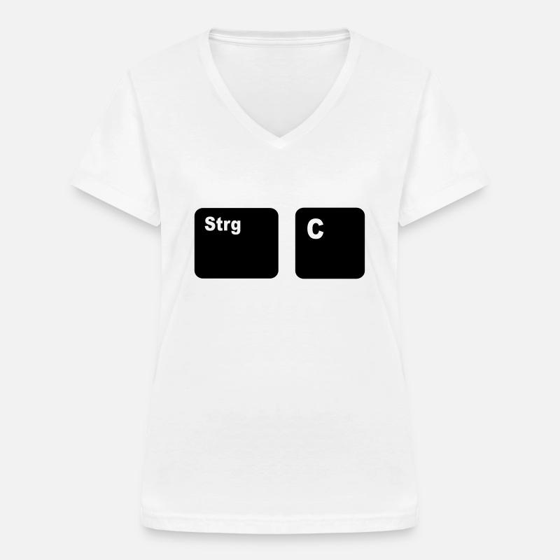Strg + C Copy and Paste - Women's V-neck T-shirt - white