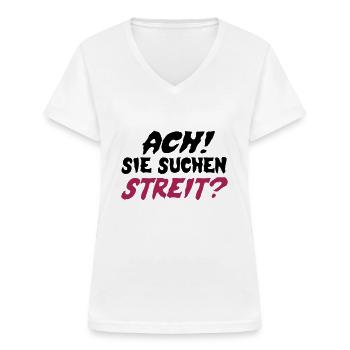 Regarder litige? - T-shirt col V Femme - blanc - Devant - Lela (165cm)