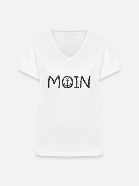 Moin Hamburger - Frauen-T-Shirt mit V-Ausschnitt - Weiß