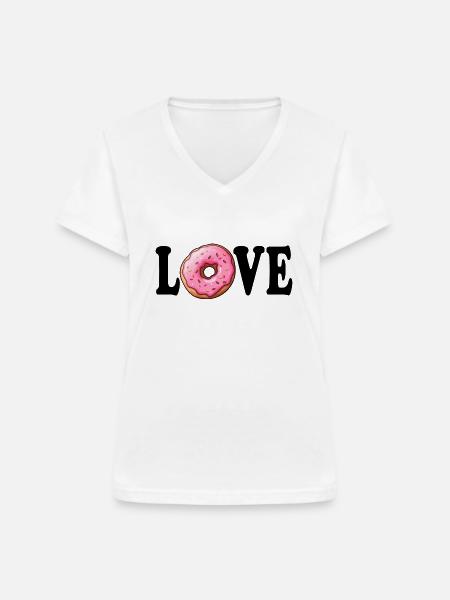 donut love - Frauen-T-Shirt mit V-Ausschnitt - Weiß