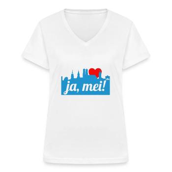 Yes my! - Women's V-neck T-shirt - white - Front - Lela (165cm)