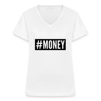 Money - Women's V-neck T-shirt - white - Front - Lela (165cm)