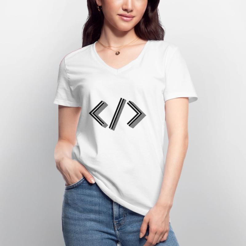 Retro Bracket’s - Full Stack Developer HTML XML T-shirt col V Femme