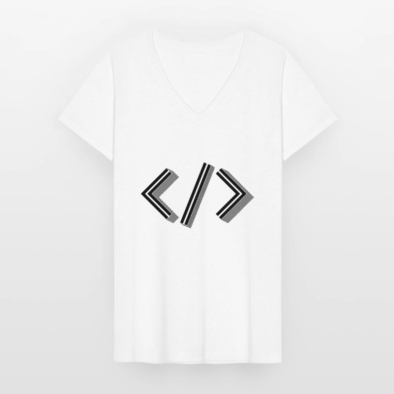 Retro Bracket’s - Full Stack Developer HTML XML T-shirt col V Femme