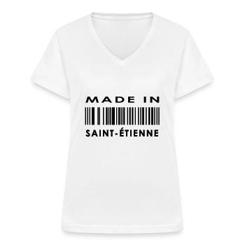 Saint-Étienne - T-shirt col V Femme - blanc - Devant - Lela (165cm)