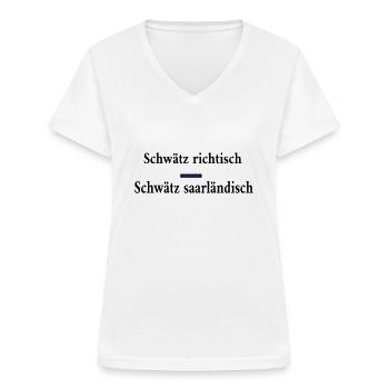 Schwaetz proprement schwaetz Sarre - T-shirt col V Femme - blanc - Devant - Lela (165cm)