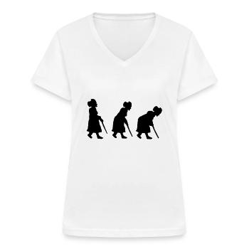 oma re-evolution - Frauen-T-Shirt mit V-Ausschnitt - Weiß - Vorne - Lela (165cm)