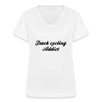 track cycling addict - Frauen-T-Shirt mit V-Ausschnitt - Weiß - Vorne - Lela (165cm)