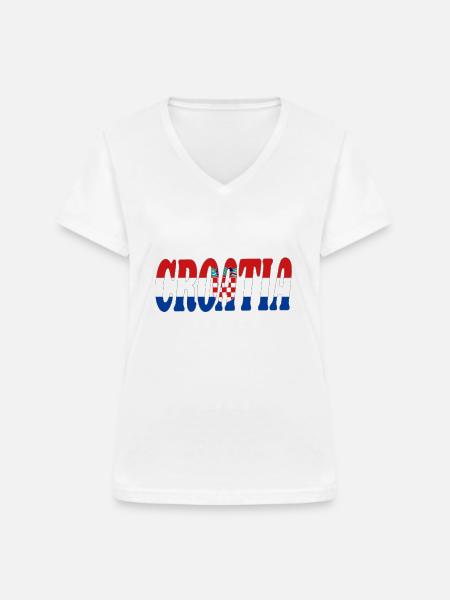 Croatia - Frauen-T-Shirt mit V-Ausschnitt - Weiß