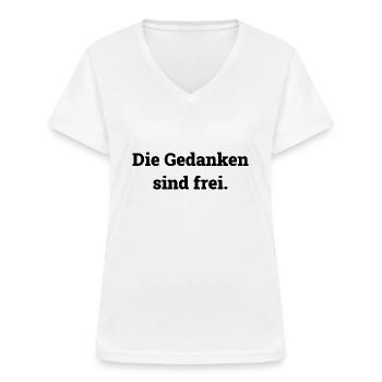 Die Gedanken sind frei - Frauen-T-Shirt mit V-Ausschnitt - Weiß - Vorne - Lela (165cm)