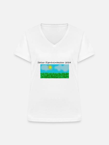 Stolzer Eigenheimnesitzer - Frauen-T-Shirt mit V-Ausschnitt - Weiß