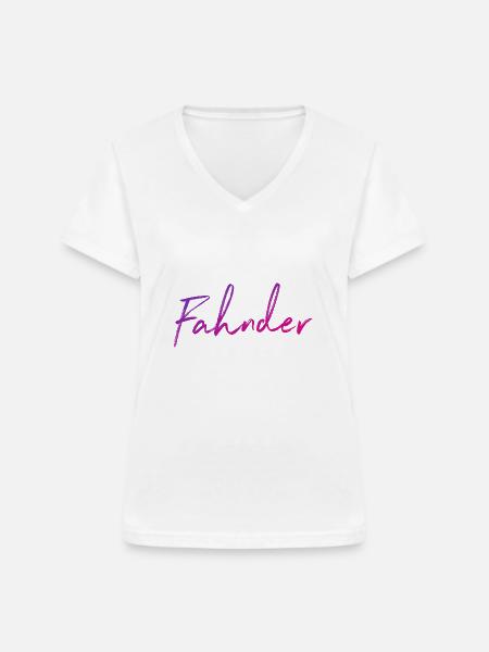FAHNDER - Frauen-T-Shirt mit V-Ausschnitt - Weiß
