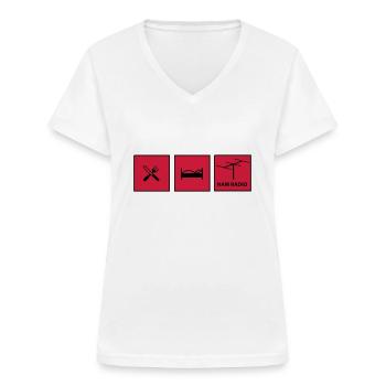 Amateurfunk - Frauen-T-Shirt mit V-Ausschnitt - Weiß - Vorne - Lela (165cm)