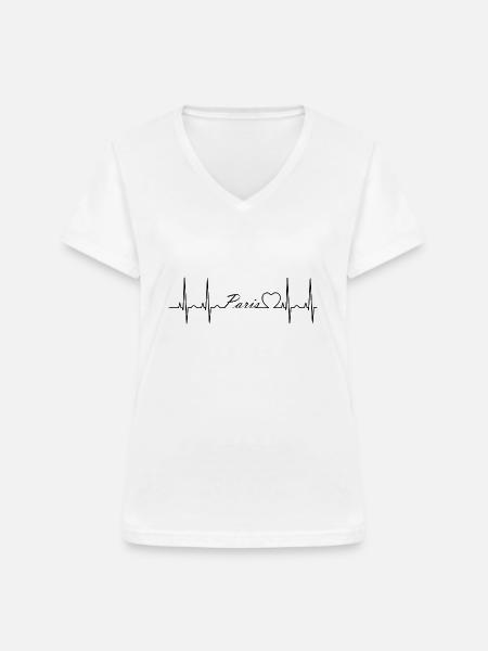 Paris - Frauen-T-Shirt mit V-Ausschnitt - Weiß