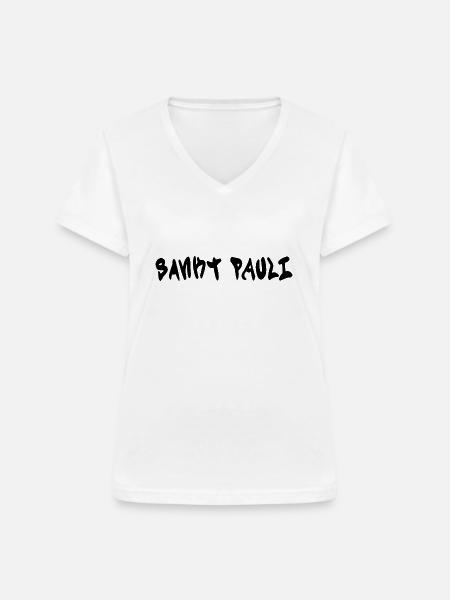 SANKT PAULI - Frauen-T-Shirt mit V-Ausschnitt - Weiß