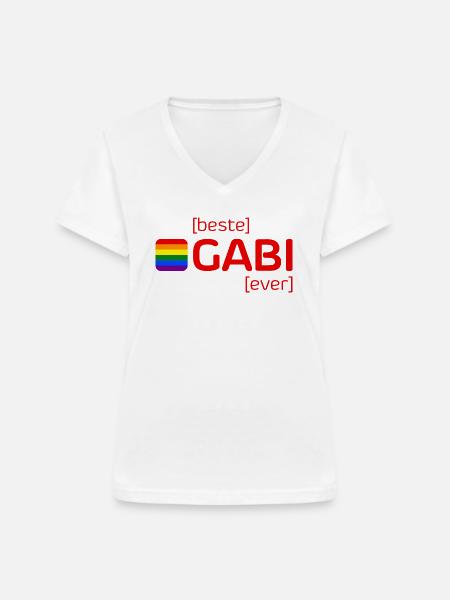 [beste] GABI [ever] - Frauen-T-Shirt mit V-Ausschnitt - Weiß