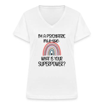 Psychiatrische Krankenschwester Psychiatrie Pflege - Frauen-T-Shirt mit V-Ausschnitt - Weiß - Vorne - Lela (165cm)
