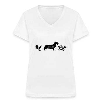 Teckel Jagd - Frauen-T-Shirt mit V-Ausschnitt - Weiß - Vorne - Lela (165cm)