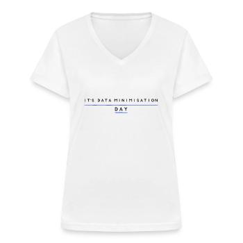 Data Minimierung day - Frauen-T-Shirt mit V-Ausschnitt - Weiß - Vorne - Lela (165cm)