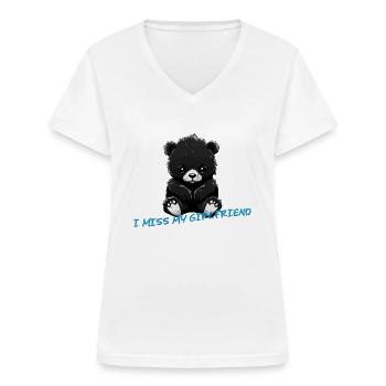 i Miss My Girlfriend sweet Teddybär Love you - Frauen-T-Shirt mit V-Ausschnitt - Weiß - Vorne - Lela (165cm)
