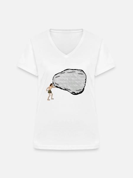 Steinzeit - Frauen-T-Shirt mit V-Ausschnitt - Weiß