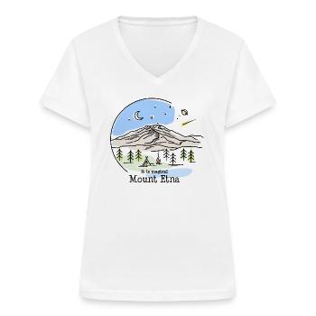 Etna, Etna, Mongibello, volcano, mountain, Sicily, Italy - Women's V-neck T-shirt - white - Front - Lela (165cm)