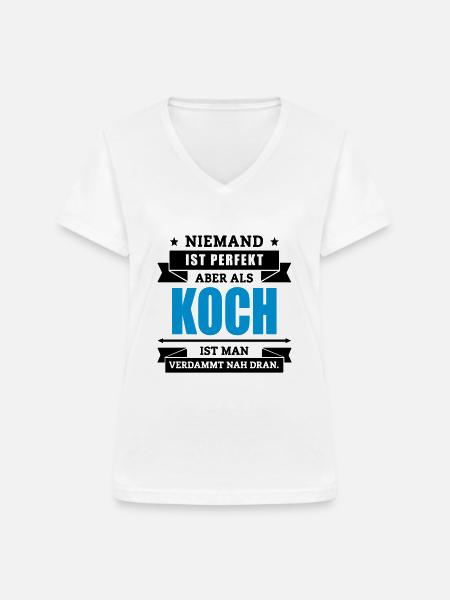Funshirt Koch - Frauen-T-Shirt mit V-Ausschnitt - Weiß