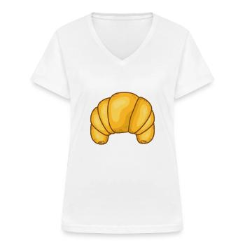 Croissant - Frauen-T-Shirt mit V-Ausschnitt - Weiß - Vorne - Lela (165cm)