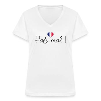 Pas mal ! - T-shirt col V Femme - blanc - Devant - Lela (165cm)
