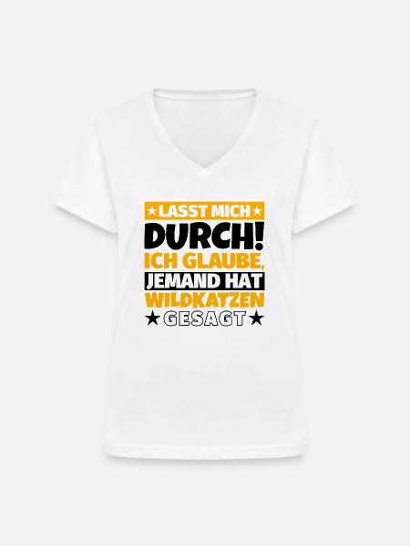 Wildkatzen - Frauen-T-Shirt mit V-Ausschnitt - Weiß