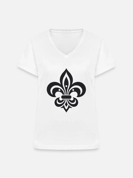 Französische Lilie - Frauen-T-Shirt mit V-Ausschnitt - Weiß