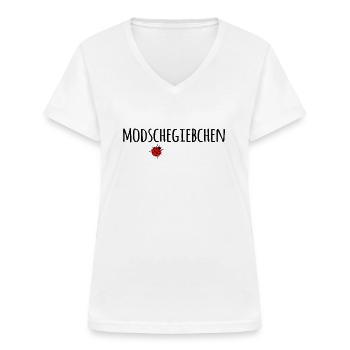 sächsisch Sachsen sächsischer Dialekt Marienkäfer - Frauen-T-Shirt mit V-Ausschnitt - Weiß - Vorne - Lela (165cm)