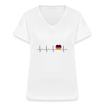 Deutschland Flagge Herzschlag - Nation - Germany - Frauen-T-Shirt mit V-Ausschnitt - Weiß - Vorne - Lela (165cm)
