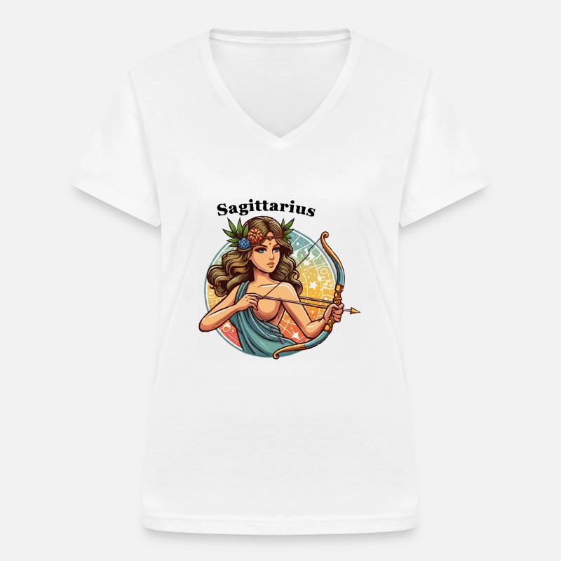 Boogschutter Sagittario - Maglietta da donna con scollo a V - bianco