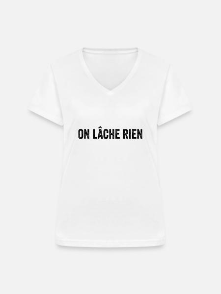 Wir lassen nichts los - Frauen-T-Shirt mit V-Ausschnitt - Weiß