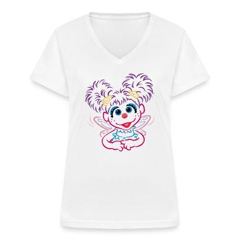 Sesamstraße Abby Cadabby Fee - Frauen-T-Shirt mit V-Ausschnitt - Weiß - Vorne - Lela (165cm)