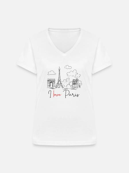 i love paris - Frauen-T-Shirt mit V-Ausschnitt - Weiß
