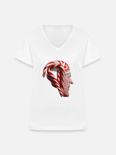 Weihnachtsmann-Kopf - Frauen-T-Shirt mit V-Ausschnitt - Weiß