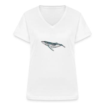 Wal Aquarell - Frauen-T-Shirt mit V-Ausschnitt - Weiß - Vorne - Lela (165cm)
