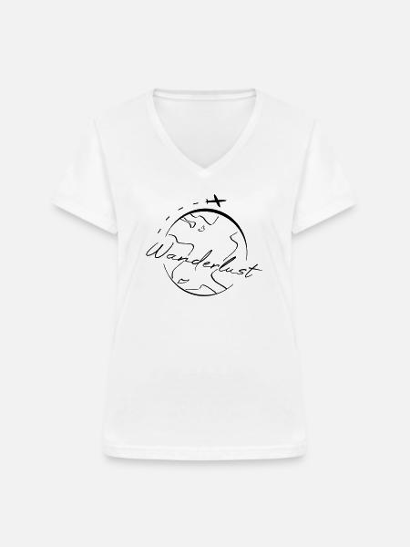 Fernweh - Frauen-T-Shirt mit V-Ausschnitt - Weiß