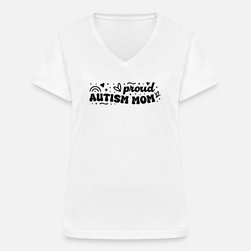 Mutter mit Autismus - Frauen-T-Shirt mit V-Ausschnitt - Weiß