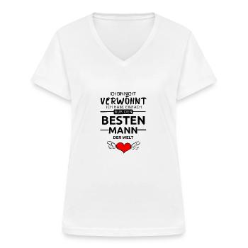 Bester Mann der Welt Valentinstag Geschenk Liebe - Frauen-T-Shirt mit V-Ausschnitt - Weiß - Vorne - Lela (165cm)