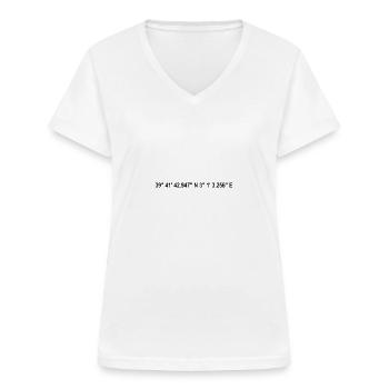Mallorca Koordinaten - Frauen-T-Shirt mit V-Ausschnitt - Weiß - Vorne - Lela (165cm)
