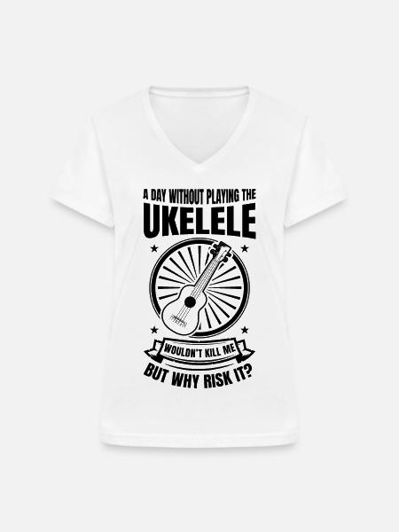 Ukulele Lehrer Scherz - Frauen-T-Shirt mit V-Ausschnitt - Weiß