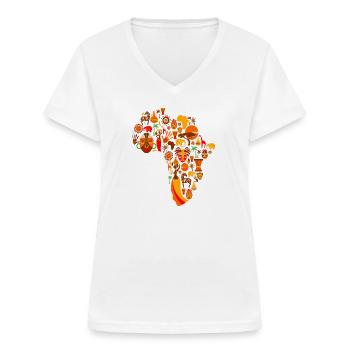 Afrika - Frauen-T-Shirt mit V-Ausschnitt - Weiß - Vorne - Lela (165cm)