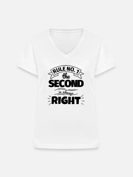 SECOND lustiges Geschenk - Frauen-T-Shirt mit V-Ausschnitt - Weiß