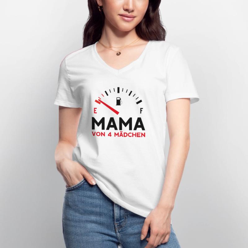 MAMA 4 TÖCHTER MUTTERTAG MUTTER VIER MÄDCHEN Frauen-T-Shirt mit V-Ausschnitt