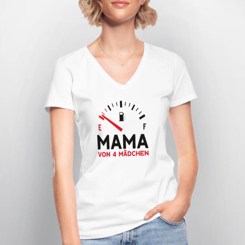 MAMA 4 TÖCHTER MUTTERTAG MUTTER VIER MÄDCHEN Frauen-T-Shirt mit V-Ausschnitt