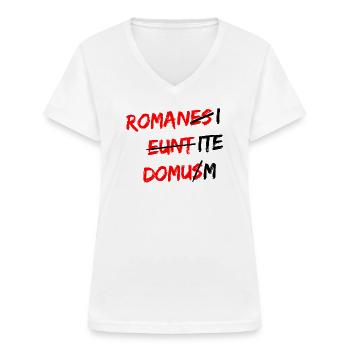 Romanes Eunt Domus Latein Spruch - Frauen-T-Shirt mit V-Ausschnitt - Weiß - Vorne - Lela (165cm)